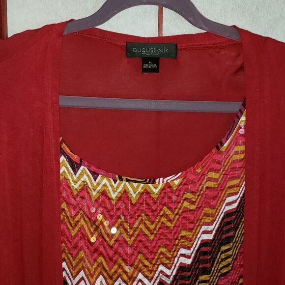 August Silk Multi-colored Chevron Sequin Crewneck Top - Picture 5 of 9